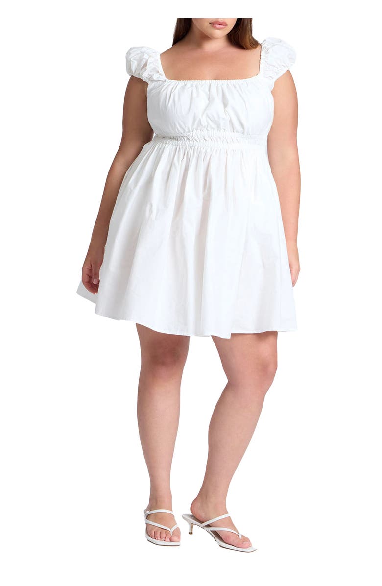ELOQUII Poplin Flare Mini Dress, Main, color, Sugar Swizzle
