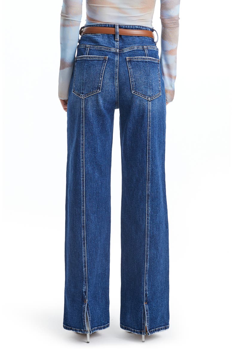 Seamed High Waist Wide Leg Jeans, Alternate, color, DEEP SEA