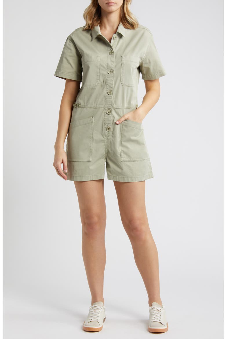 Noreen Stretch Cotton Twill Romper, Main, color, SEA GRASS LIGHT TWILL