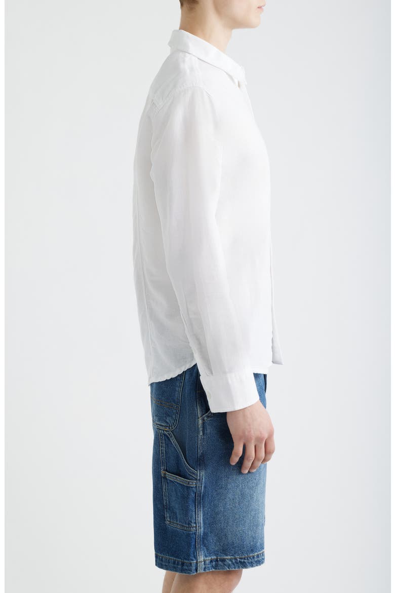 Solid Linen & Cotton Button-Up Shirt, Alternate, color, WHITE