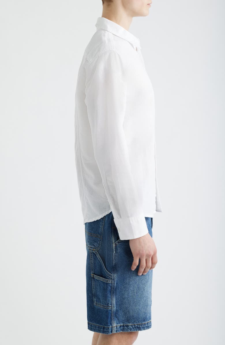 Corridor Solid Linen & Cotton Button-Up Shirt, Alternate, color, White