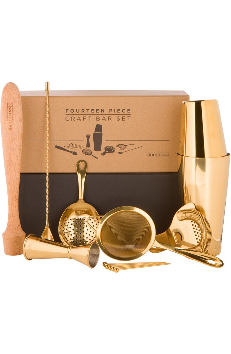 A Bar Above 14-Piece Craft Bar Set, Gold, Main, color, Gold