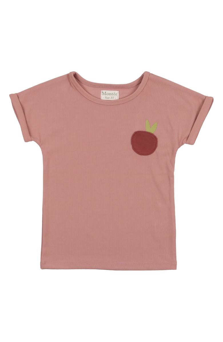 Manière Kids' Rib Appliqué T-Shirt, Main, color, Mauve
