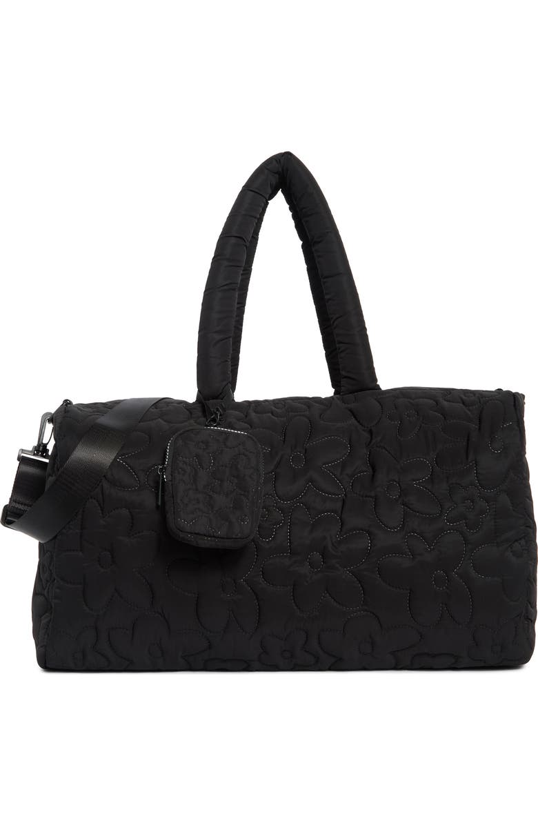 MYTAGALONGS Floral Quilted Duffle with Trolley Pass Pocket, Main, color, Black