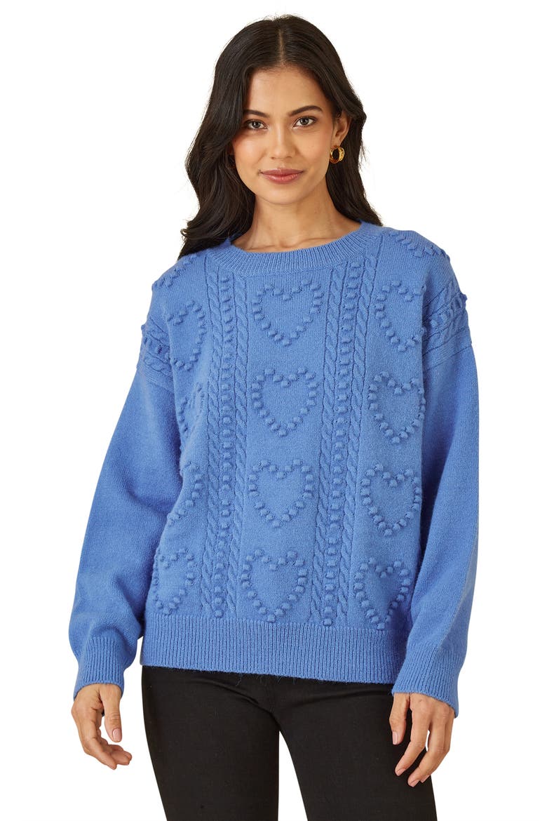 Heart Detail Relaxed Knit Sweater, Main, color, Blue