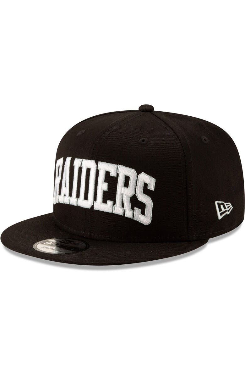 New Era Men's New Era Black Las Vegas Raiders Throwback Wordmark 9FIFTY Adjustable Snapback Hat, Main, color, 