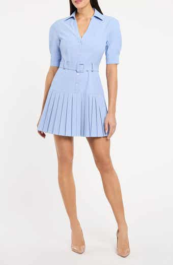 Moriah Pleated Belted Drop Waist Shirtdress