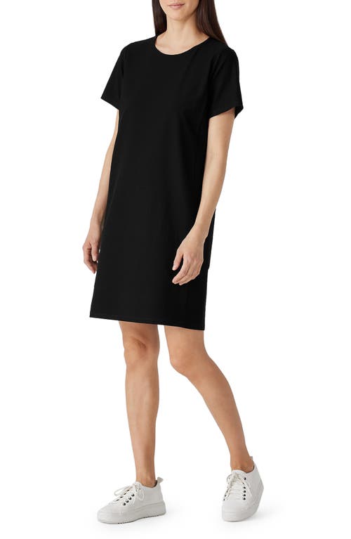 Eileen Fisher Organic Linen Dolman Sleeve Dress In Black