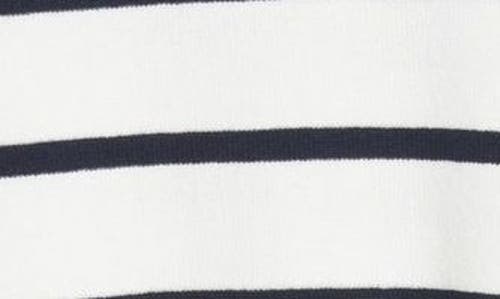Tahari Asl Stripe Short Sleeve Sweater In Ivory Navy