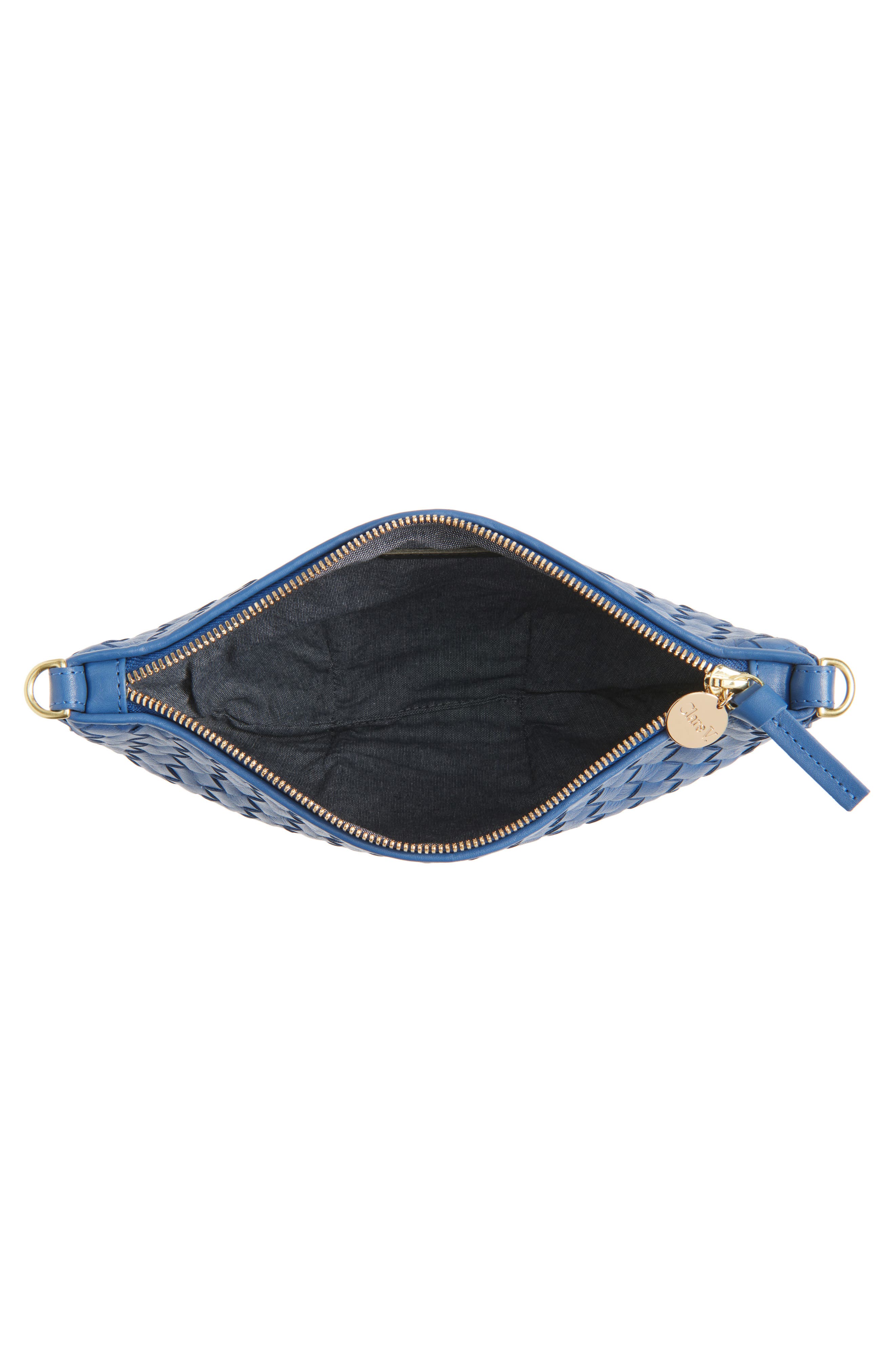 Clare V. Medium Petit Moyen Woven Leather Messenger Bag, Alternate, color, French Blue