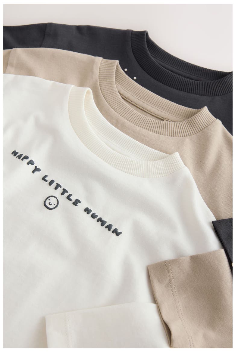 Kids' Pack of 3 Assorted Long Sleeve Slogan T-Shirts, Alternate, color, MULTI