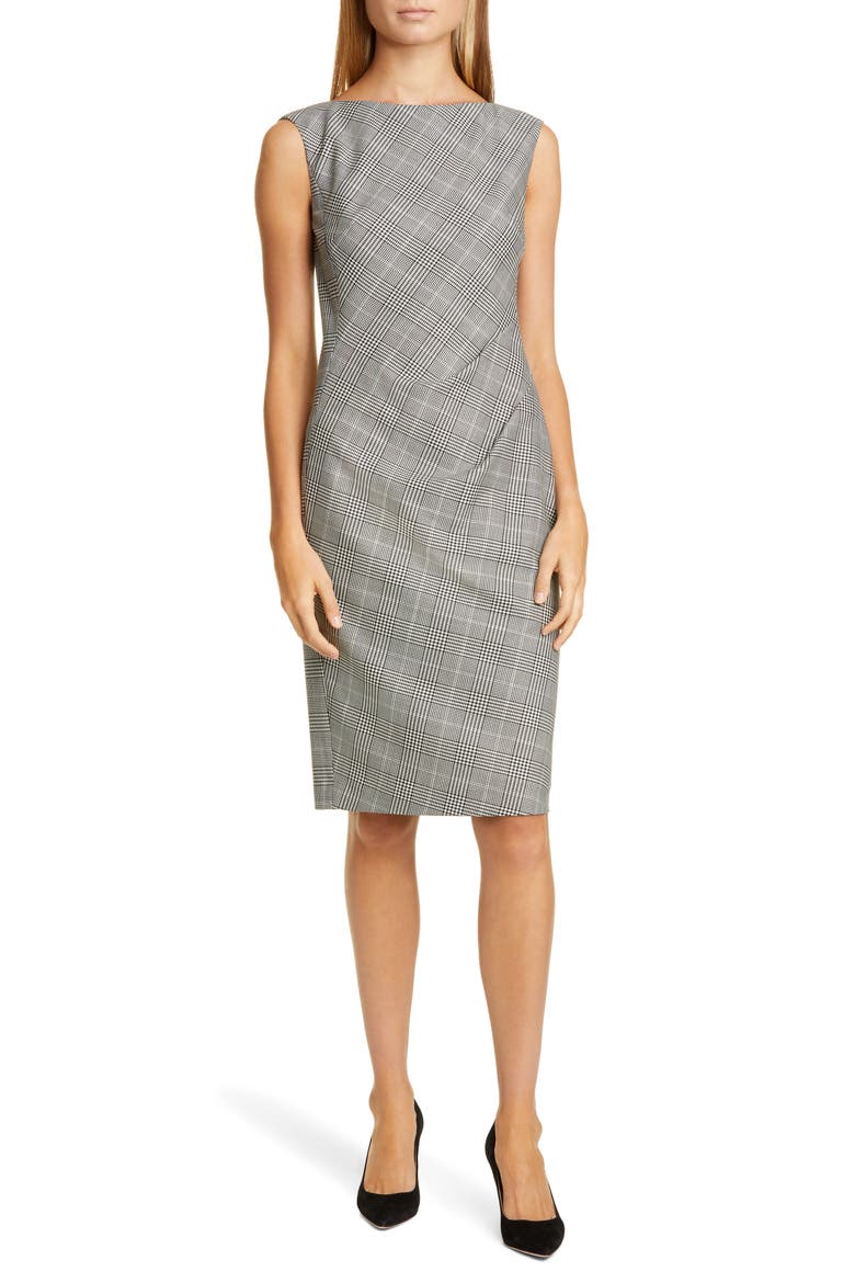 Della Houndstooth Sheath Dress, Main, color, BLACK MULTI