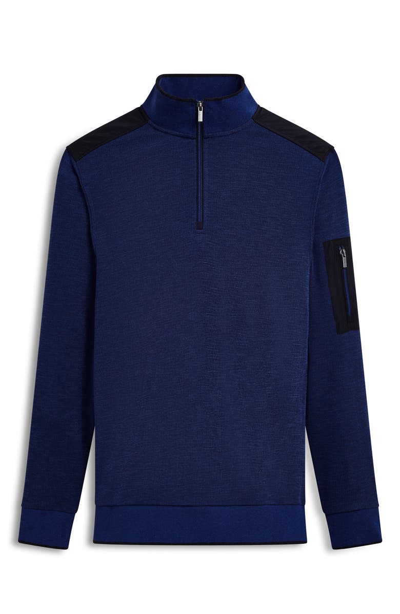 Bugatchi Quarter Zip Pullover, Alternate, color, Night Blue