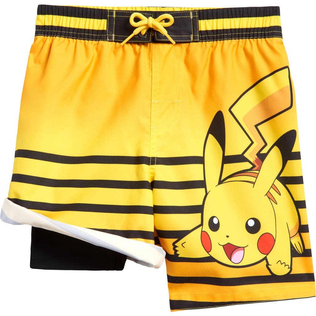 POKEMON Pikachu Swim Trunks in Yellow Stripes  product