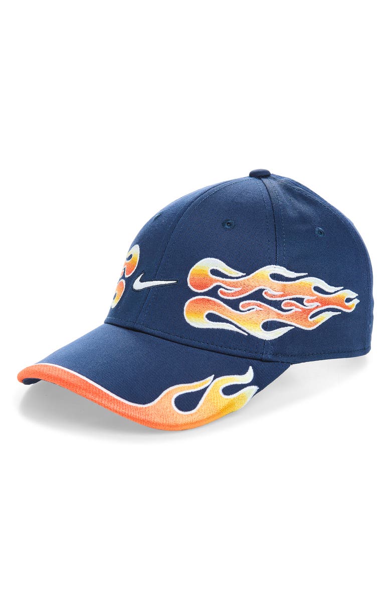 Nike Club Structured OG Flame Adjustable Baseball Cap, Main, color, Midnight Navy