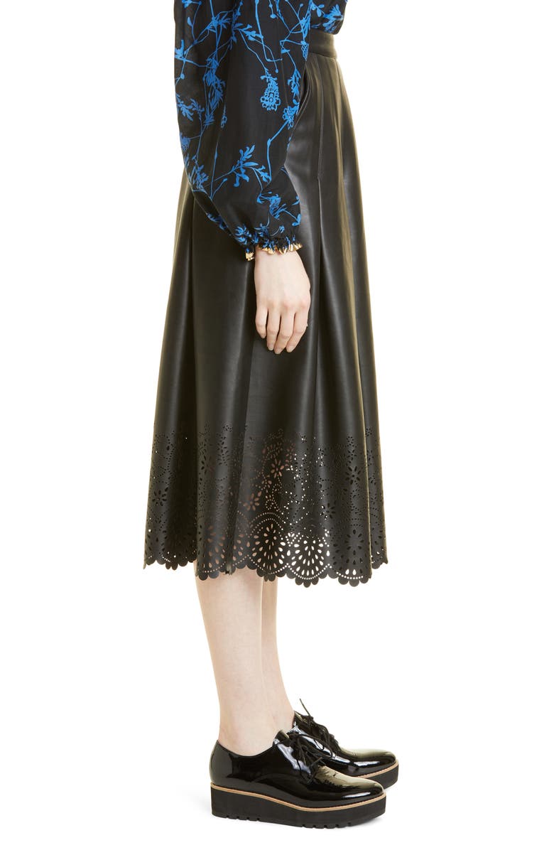 MUNTHE Neil Pointelle Hem Faux Leather Skirt, Alternate, color,