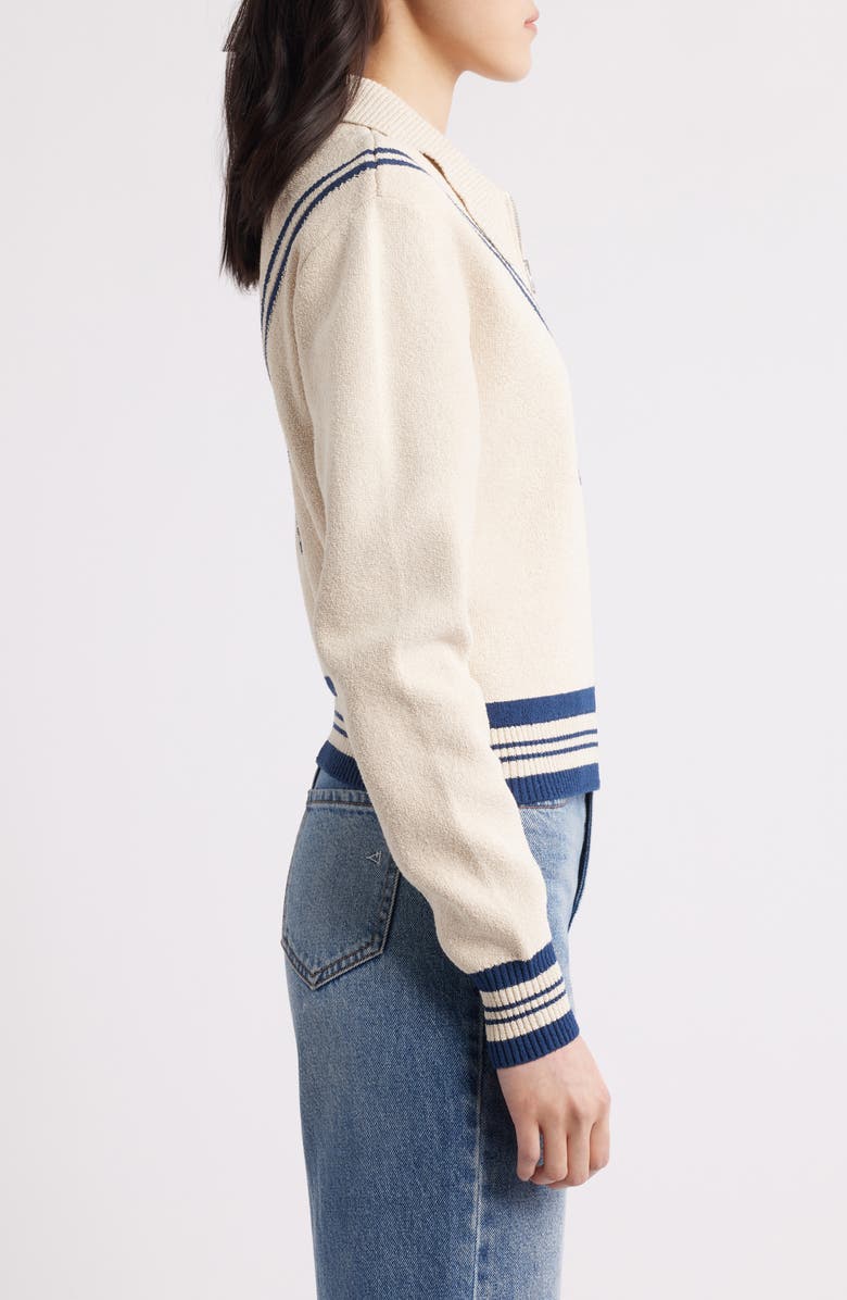 rag & bone Sami Stripe Detail Cotton Blend Zip Cardigan, Alternate, color, 