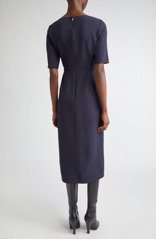 Lafayette 148 New York Faux Wrap Stretch Wool Midi Dress In Black