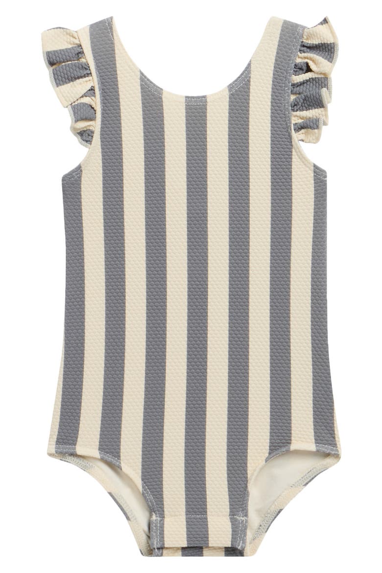 Flutter Sleeve Piqué UPF 50+ One-Piece Swimsuit, Main, color, OCEAN