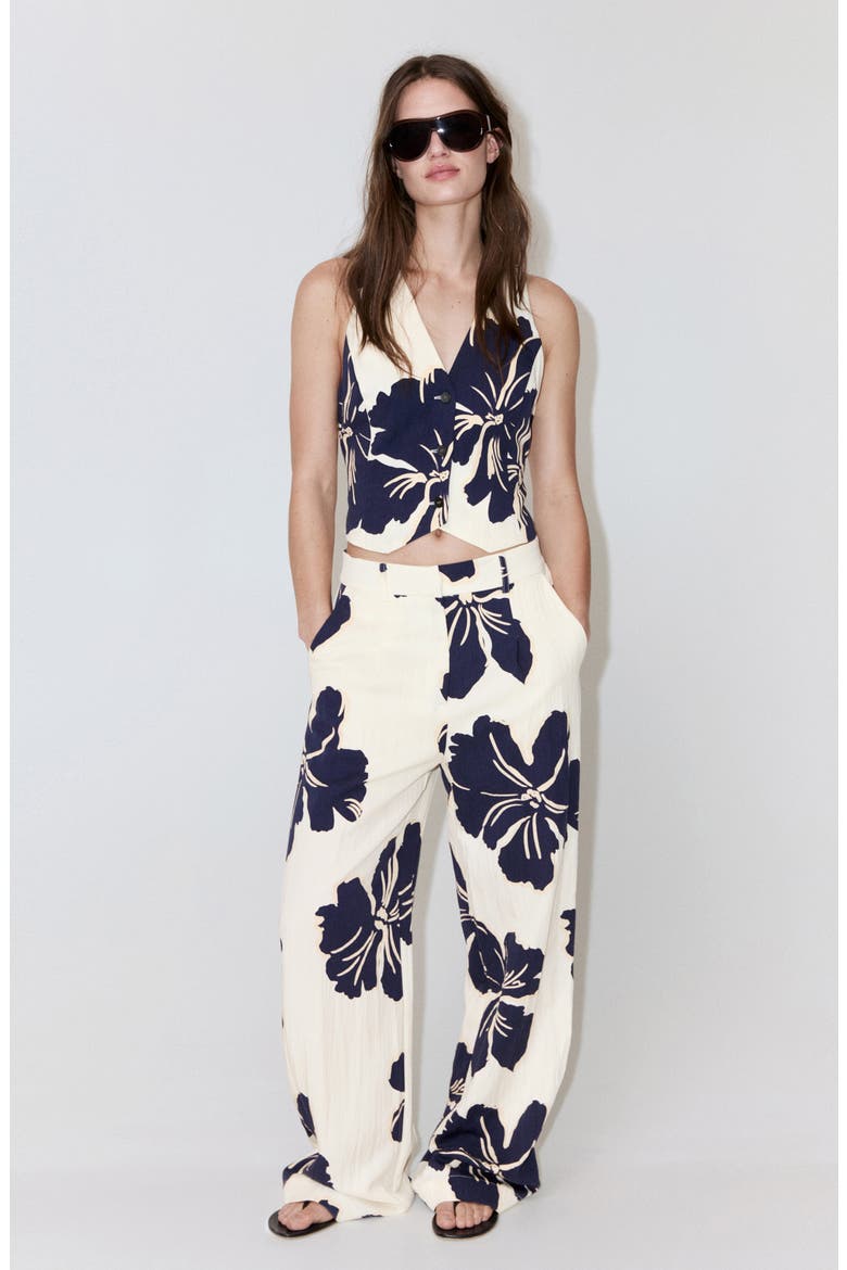 Floral Print Vest, Alternate, color, OFF WHITE
