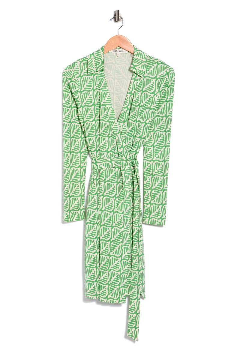 Jeanne Long Sleeve Wrap Dress, Alternate, color, DESERT PALM MINI INDIAN GREEN