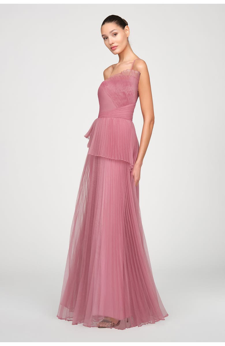 Theia Delphine Pleated Organza Gown, Alternate, color, Dusk