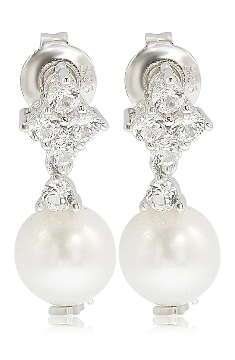 SUZY LEVIAN Sterling Silver 8mm Cultured Freshwater Pearl Drop Earrings, Main, color, White