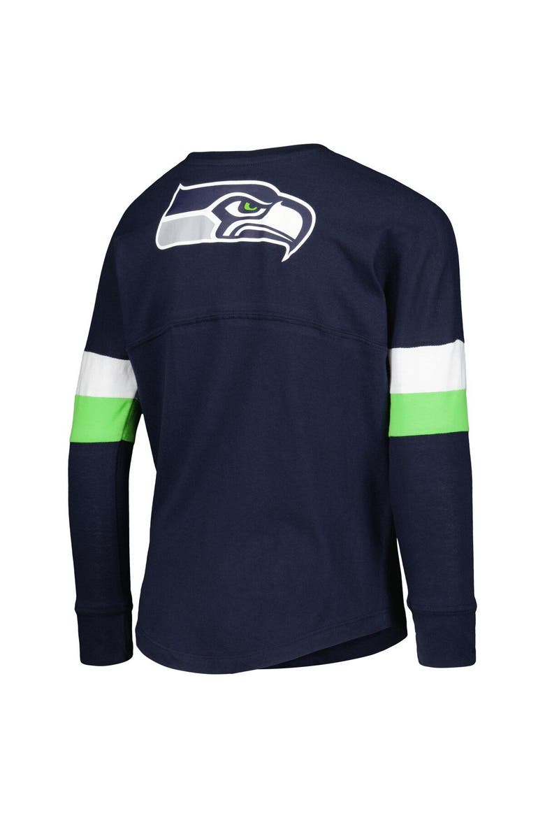 Girls Youth New Era College Navy Seattle Seahawks Lace-Up Long Sleeve T-Shirt, Alternate, color, Navy