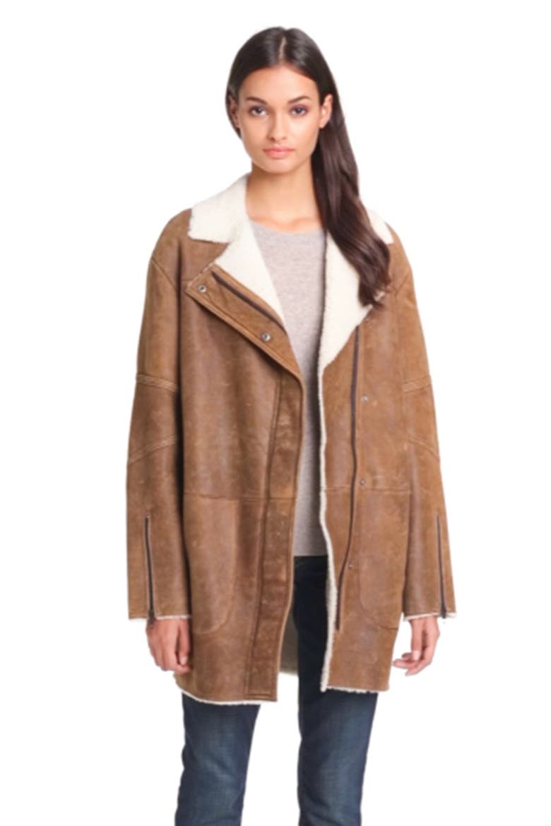 'Datyah' Genuine Lamb Shearling Jacket, Alternate, color, BROWN