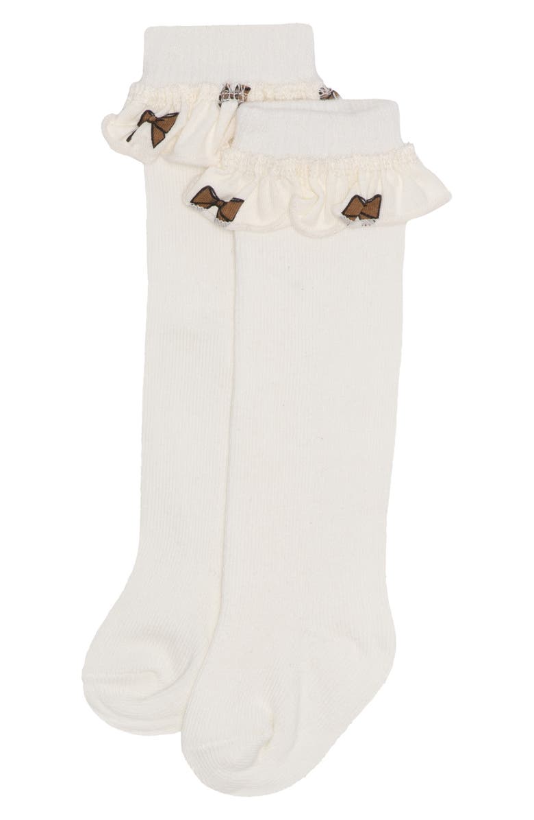 PL Baby by Petit Lem Bow Bodysuit, Faux Suede Dress, Socks & Headband Set, Alternate, color, Bows