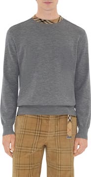 Burberry Check Trim Wool Sweater