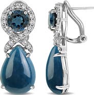 Julianna B. Gemstone Drop Halo Leverback Earrings