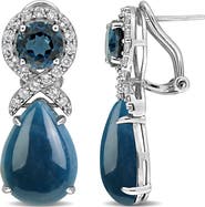 Julianna B. Gemstone Drop Halo Leverback Earrings