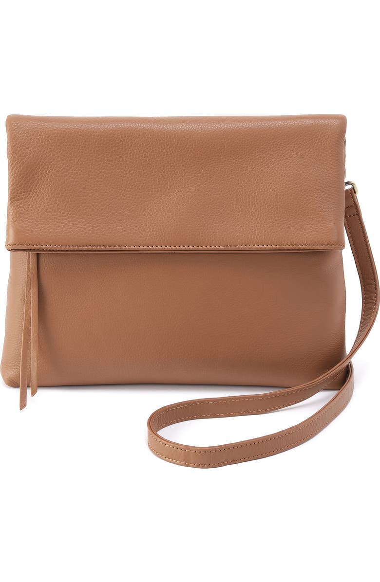 HOBO Draft Leather Crossbody Bag, Main, color, Brown Sugar