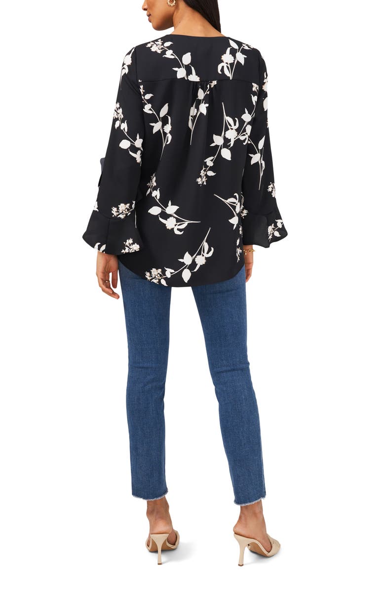 Vince Camuto Flutter Sleeve Floral Print Top, Alternate, color, 