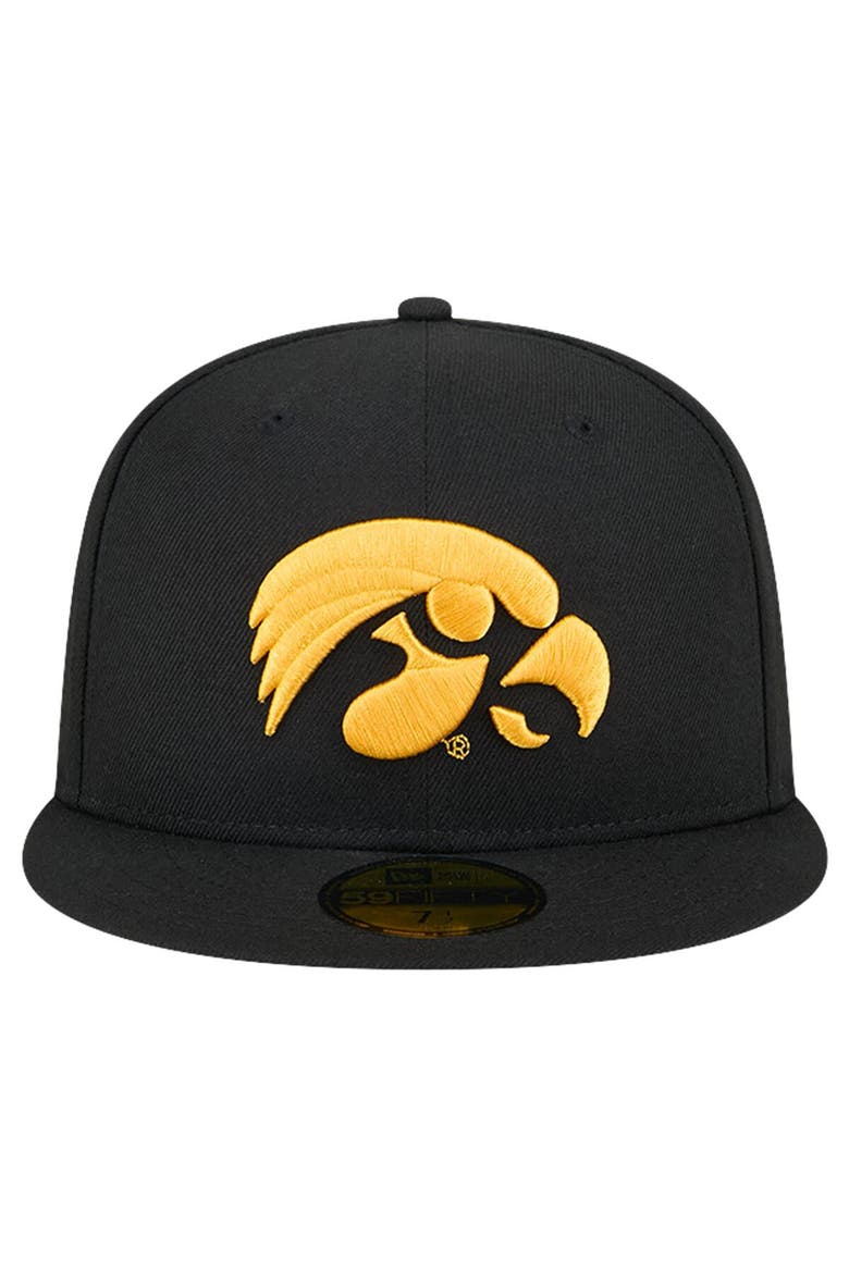 Men's New Era Black  Iowa Hawkeyes Throwback 59FIFTY Fitted Hat, Alternate, color, Black