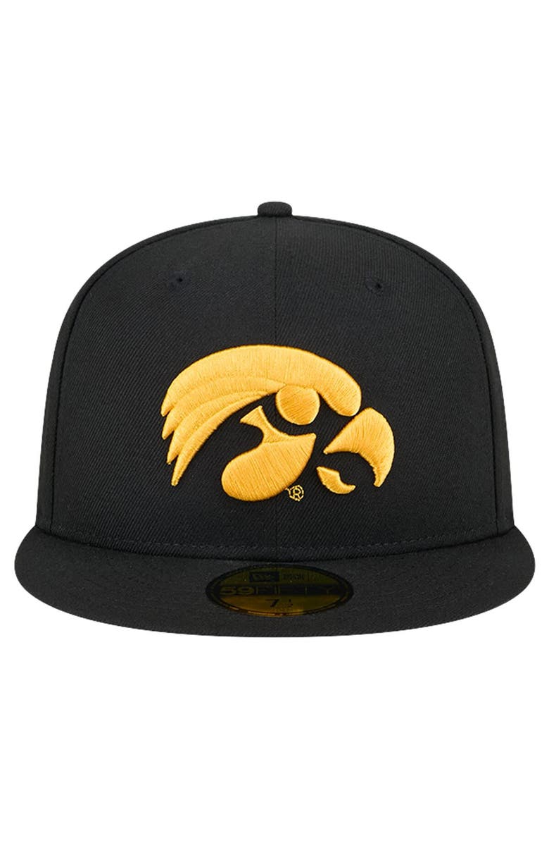New Era Men's New Era Black Iowa Hawkeyes Throwback 59FIFTY Fitted Hat, Alternate, color, Black