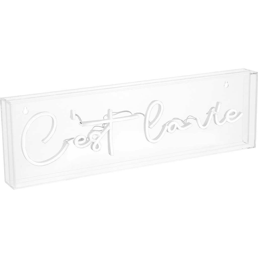 Jonathan Y C'est La Vie 20" X 6" Contemporary Glam Acrylic Box Usb Operated Led Neon Light, White In White