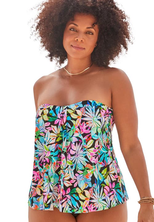 Swimsuits For All Flyaway Bandeau Tankini Top In Multi
