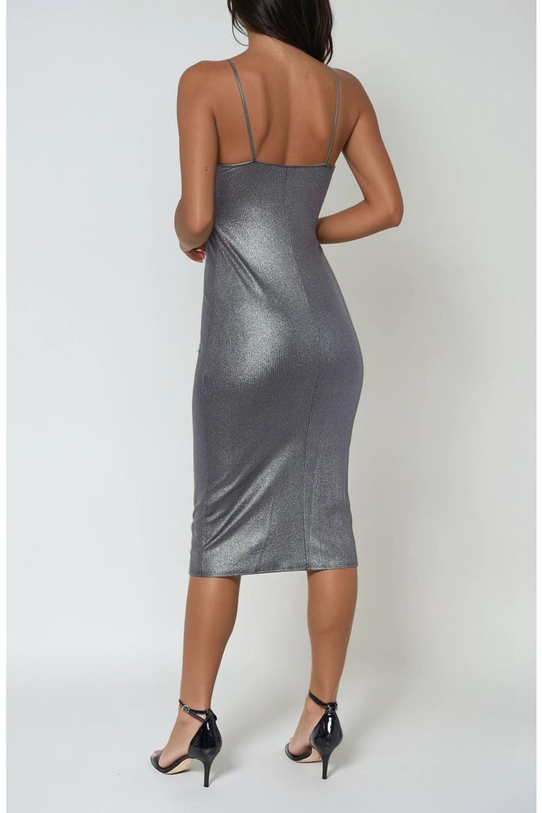 Foil Rib Sleeveless Midi Dress, Alternate, color, BLACK METALLIC