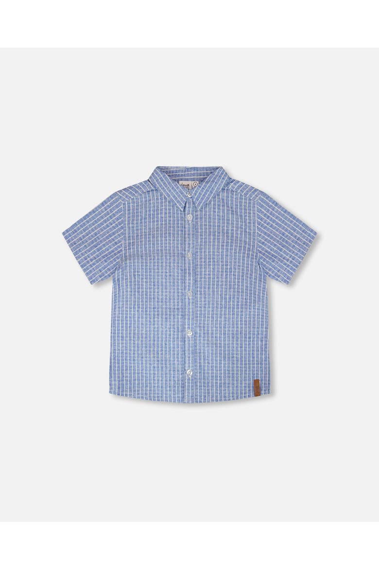 Chambray Denim Stripes Short-Sleeve Shirt, Main, color, Blue Denim Stripes