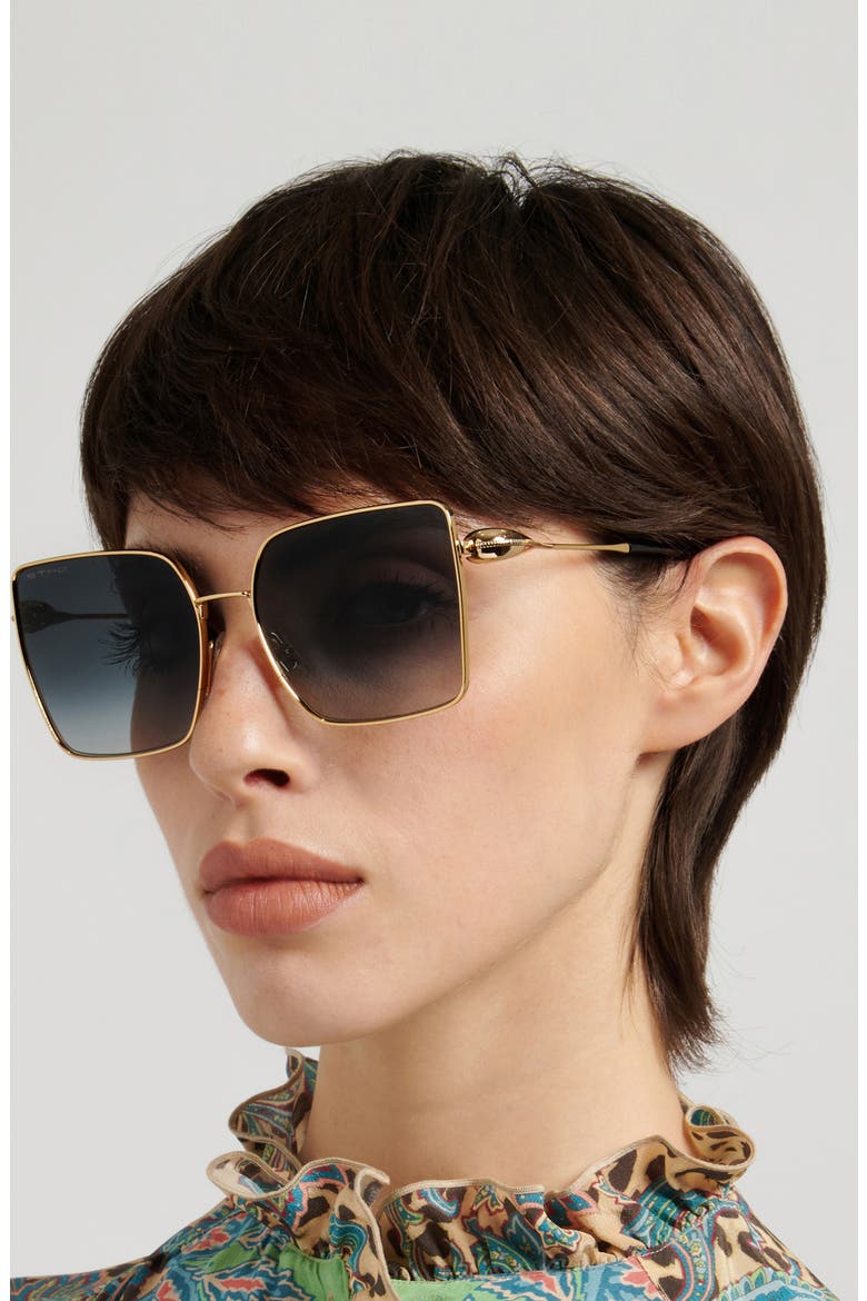 59mm Geometric Square Sunglasses, Alternate, color, ROSE GOLD/ DARK GREY SF