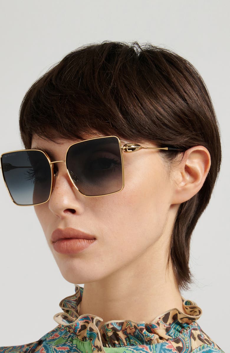 Etro 59mm Geometric Square Sunglasses, Alternate, color, Rose Gold/ Dark Grey Sf