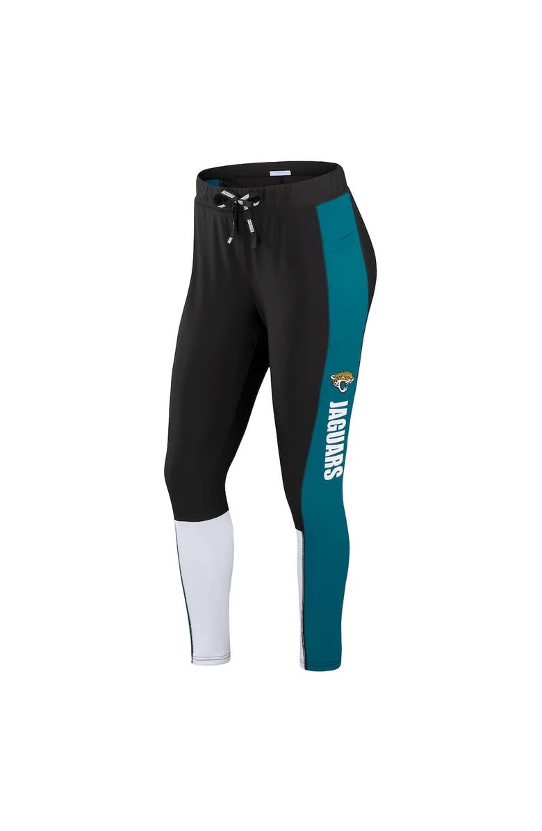 WEAR by Erin Andrews Women's WEAR by Erin Andrews Black/Teal Jacksonville Jaguars Color-Block Leggings, Alternate, color, Black
