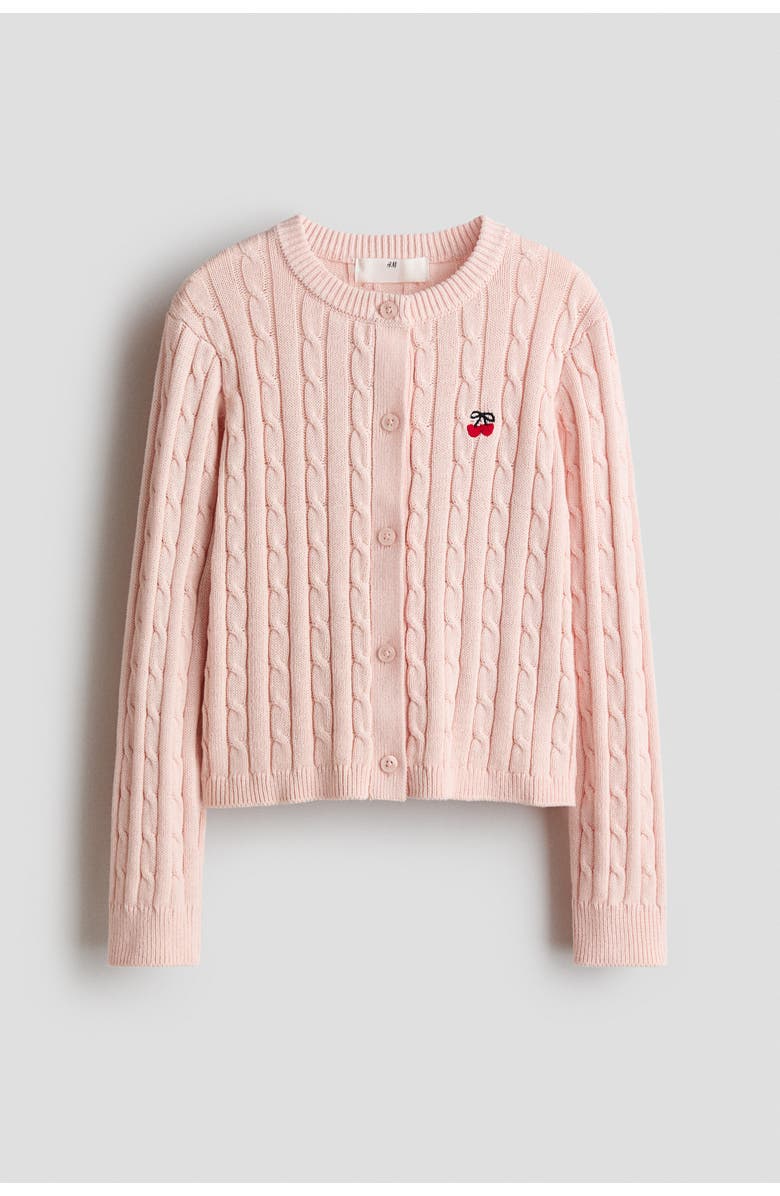 H&M Cable-knit Cardigan, Main, color, Light Pink/Cherries