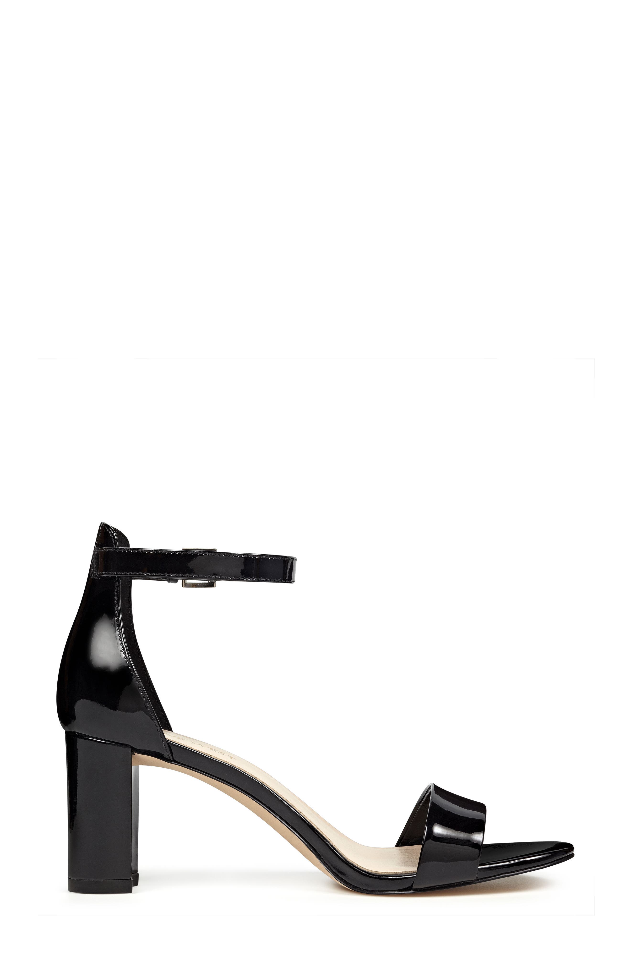 Nine West Pruce Ankle Strap Sandal, Alternate, color, Black Patent