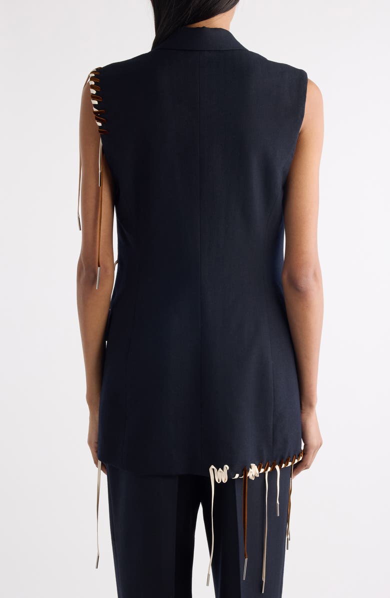 Dries Van Noten Bimbila Whipstitched Sleeveless Wool Blazer, Alternate, color, Navy