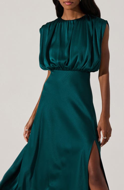 Astr The Label Cap Sleeve Satin Dress In Green