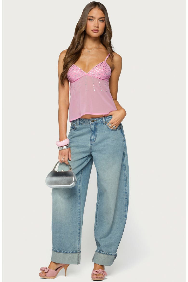 Klio Sequin Chiffon Babydoll Top, Alternate, color, LIGHT-PINK