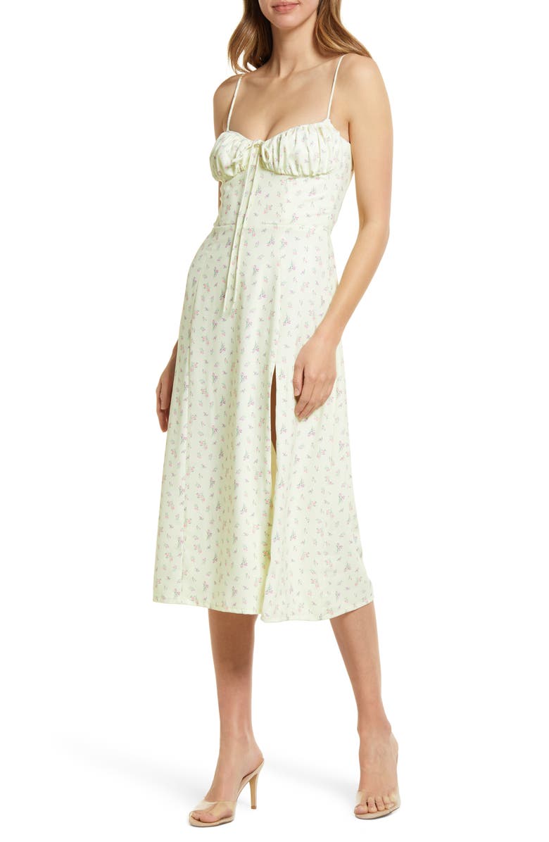 HOUSE OF CB Carina Bustier Midi Dress, Main, color, Yellow